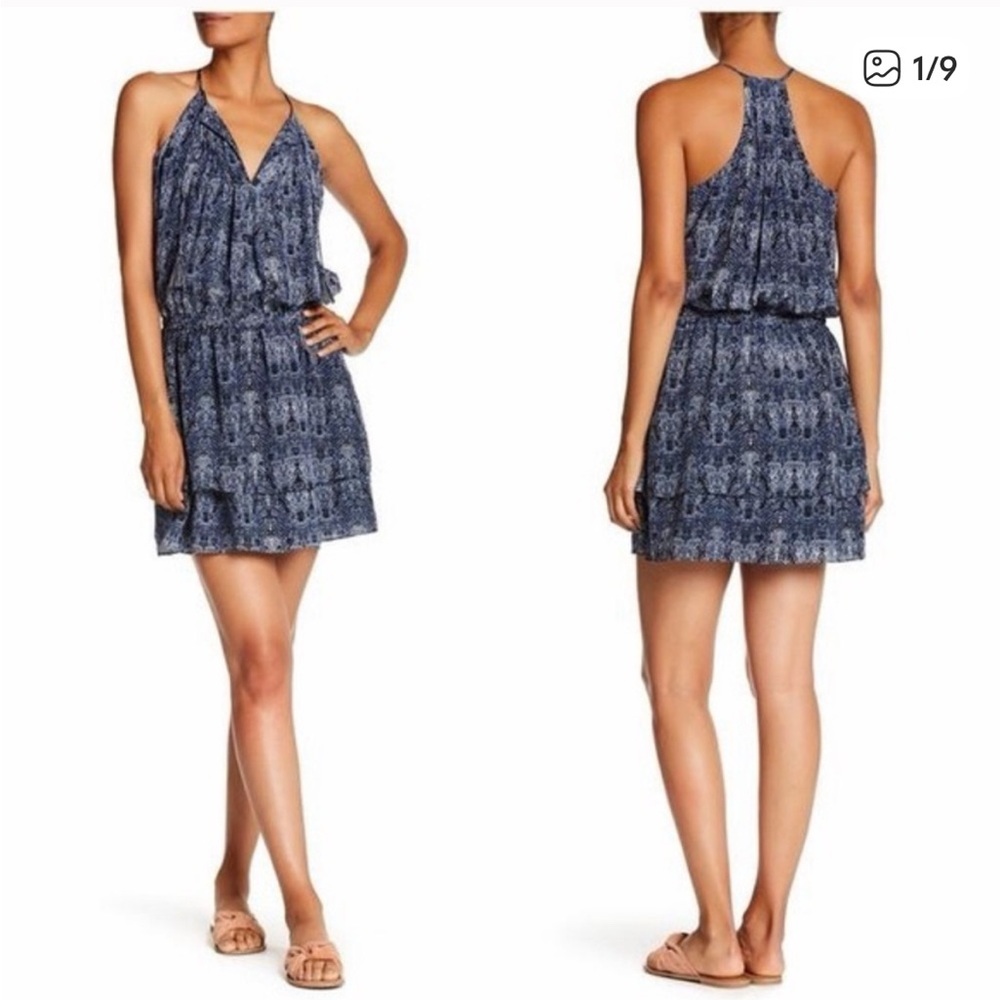 Joie Blue Jossa Snake Print Silk Mini Dress M 3710A-D2016 sleeveless